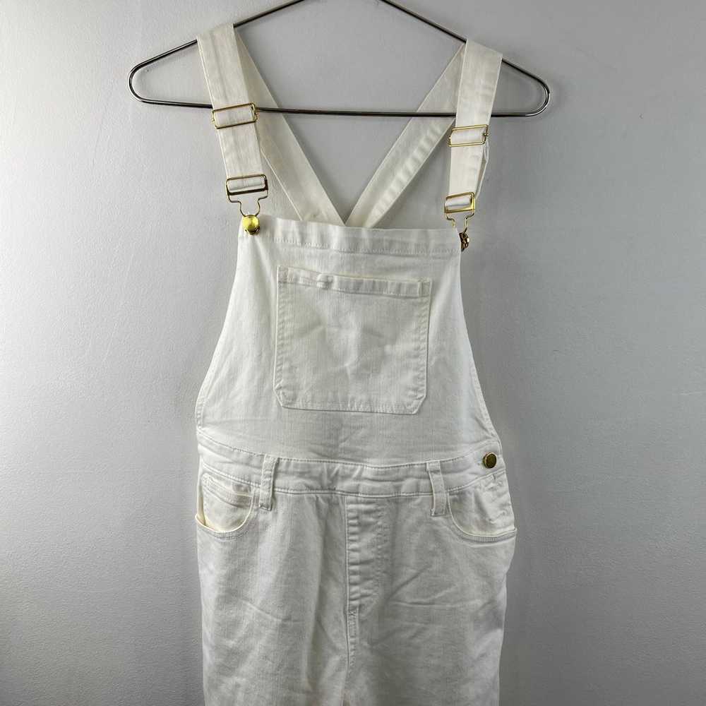 We Wore What White Denim Overalls Cotton Stretch … - image 3