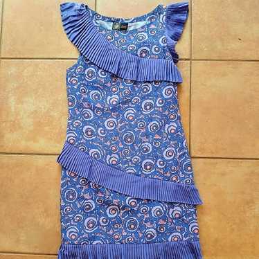 Plenty by Tracy Reese Retro Blue Floral Silk Blend A-line Frock good Dress, Size 4