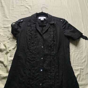 Calvin Klein 100% Linen Button Down Black Short S… - image 1