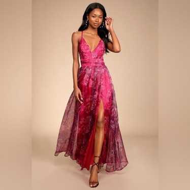 Lulu's Romance That Wows Magenta Floral Print Org… - image 1