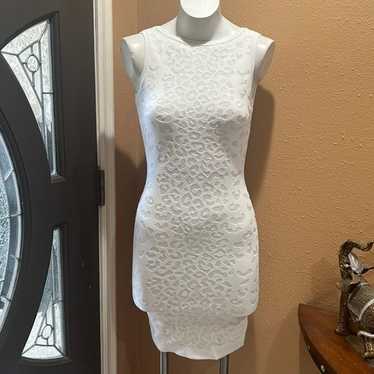 Bebe white animal print stretchy dress