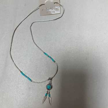 Turquoise and Sterling Silver Necklace Vintage - image 1