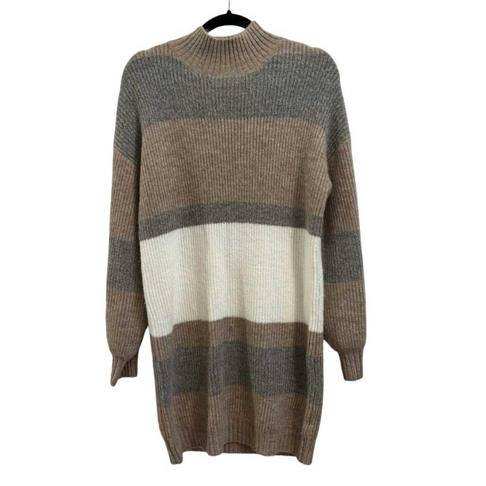 Lulus Casually Comfy Taupe Striped Mock Neck Swea… - image 2