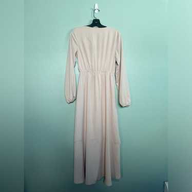 Lulus Blush Pink Tie Front Long Sleeve Midi Dress - image 1