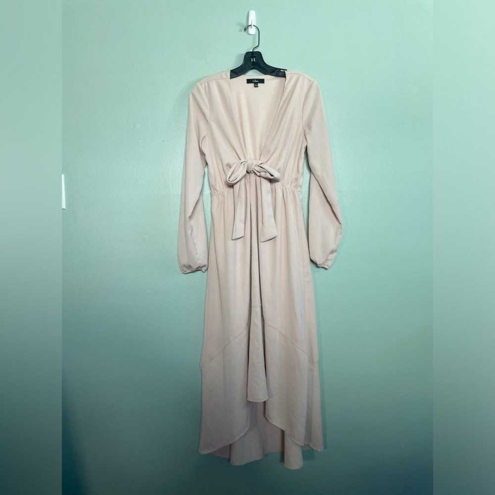 Lulus Blush Pink Tie Front Long Sleeve Midi Dress - image 2