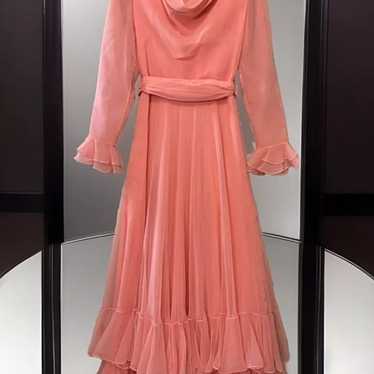 Vintage 1960s Jack Bryan Gown Peach Chiffon Belte… - image 1