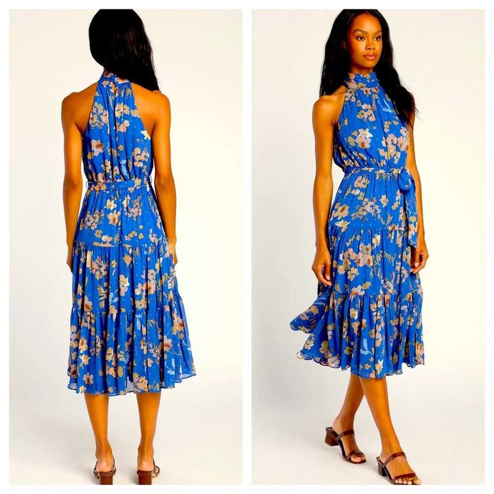 NEW Lulus Stunning & Chic Blue Floral Tiered Halt… - image 2