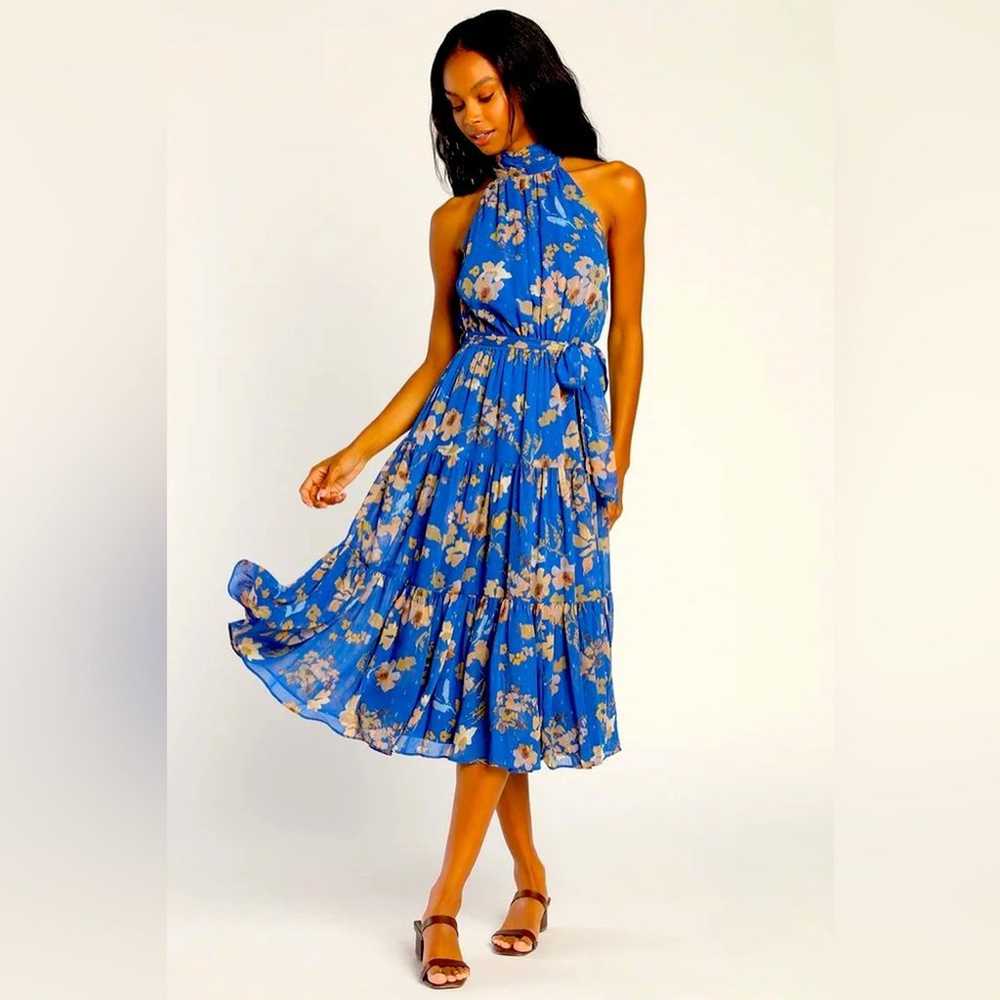 NEW Lulus Stunning & Chic Blue Floral Tiered Halt… - image 9