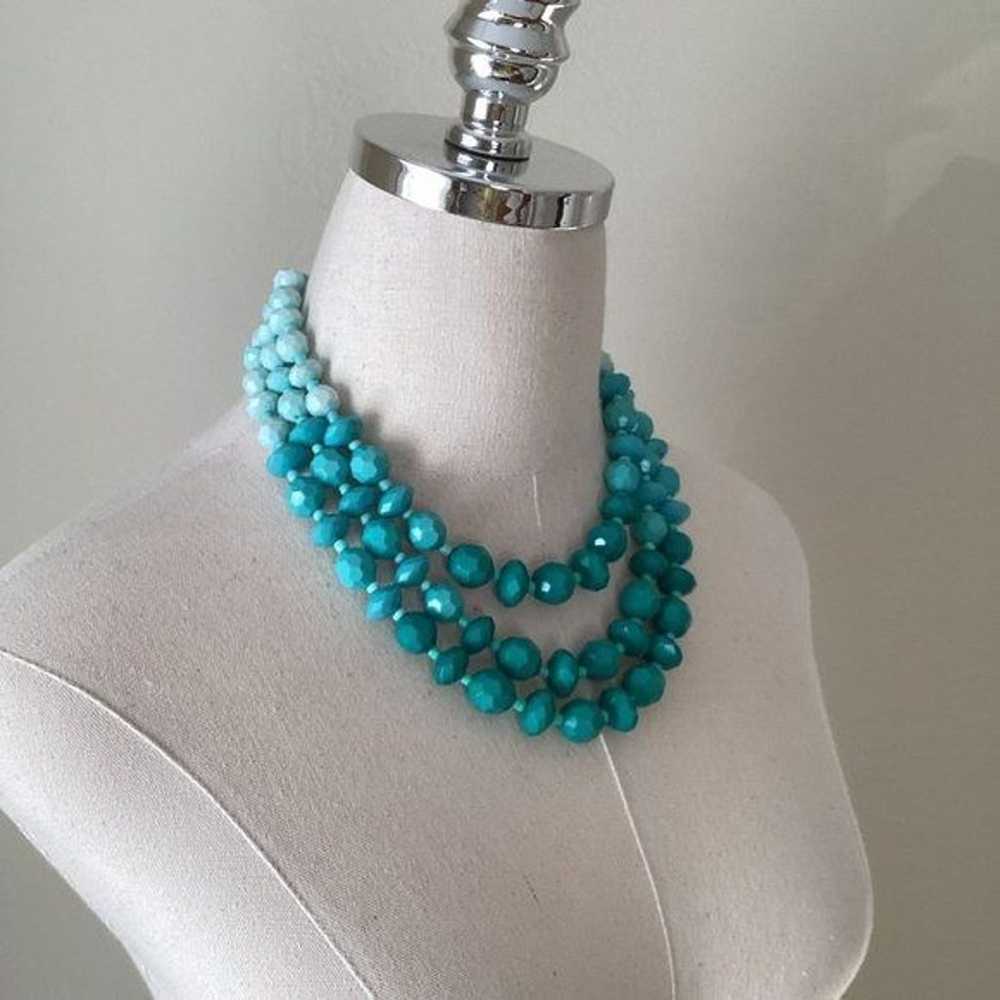 Vintage Teal Beaded Statement Necklace - image 3