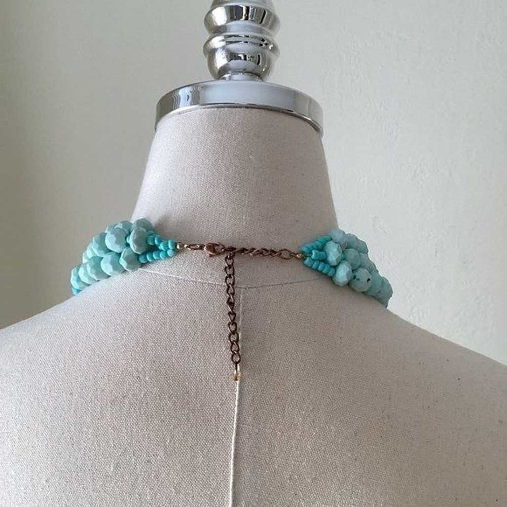 Vintage Teal Beaded Statement Necklace - image 5