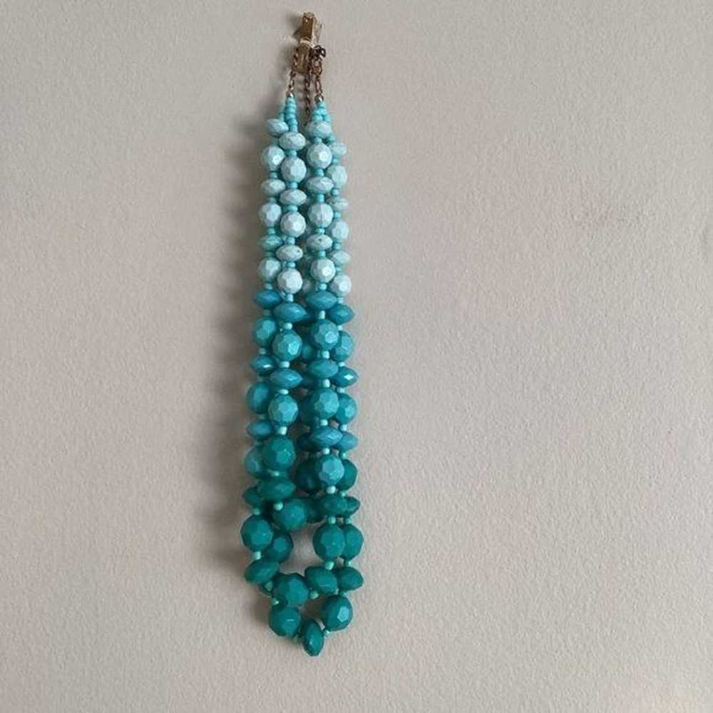 Vintage Teal Beaded Statement Necklace - image 7