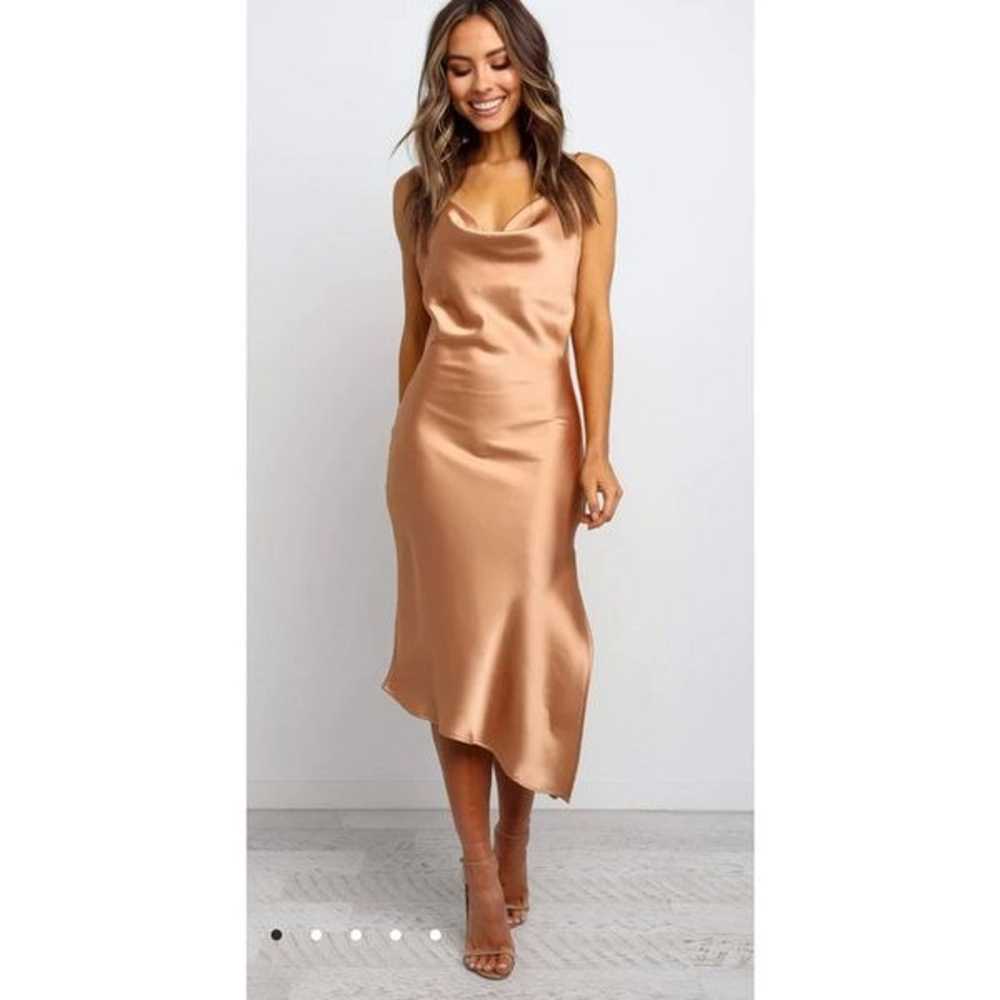 Petal & Pup CYPRUS Satin Midi DRESS in Gold Size … - image 8