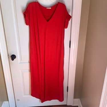 New Entro T-shirt red maxi dress with pockets size