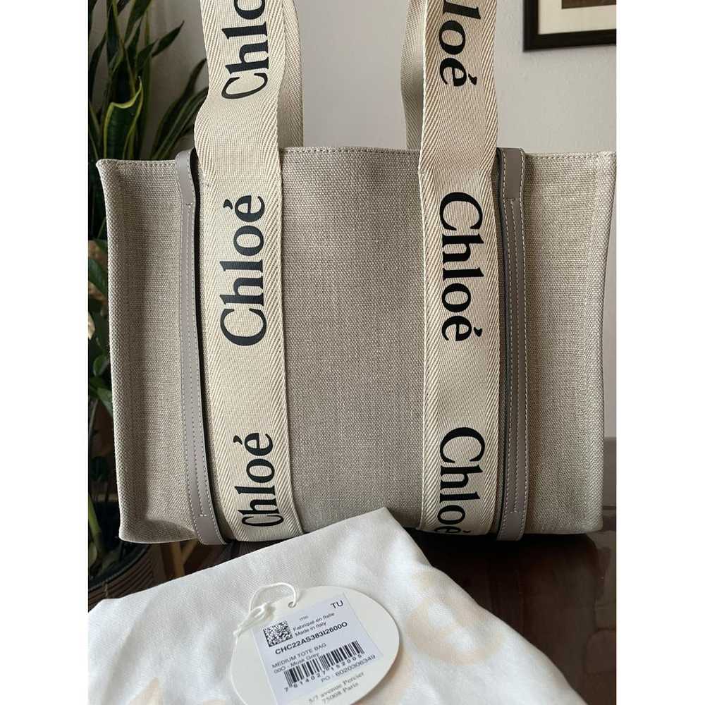 Chloé Woody linen tote - image 2