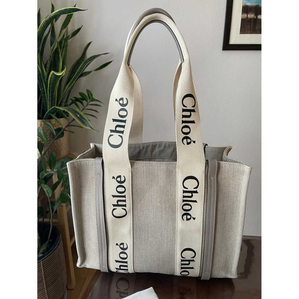 Chloé Woody linen tote - image 3