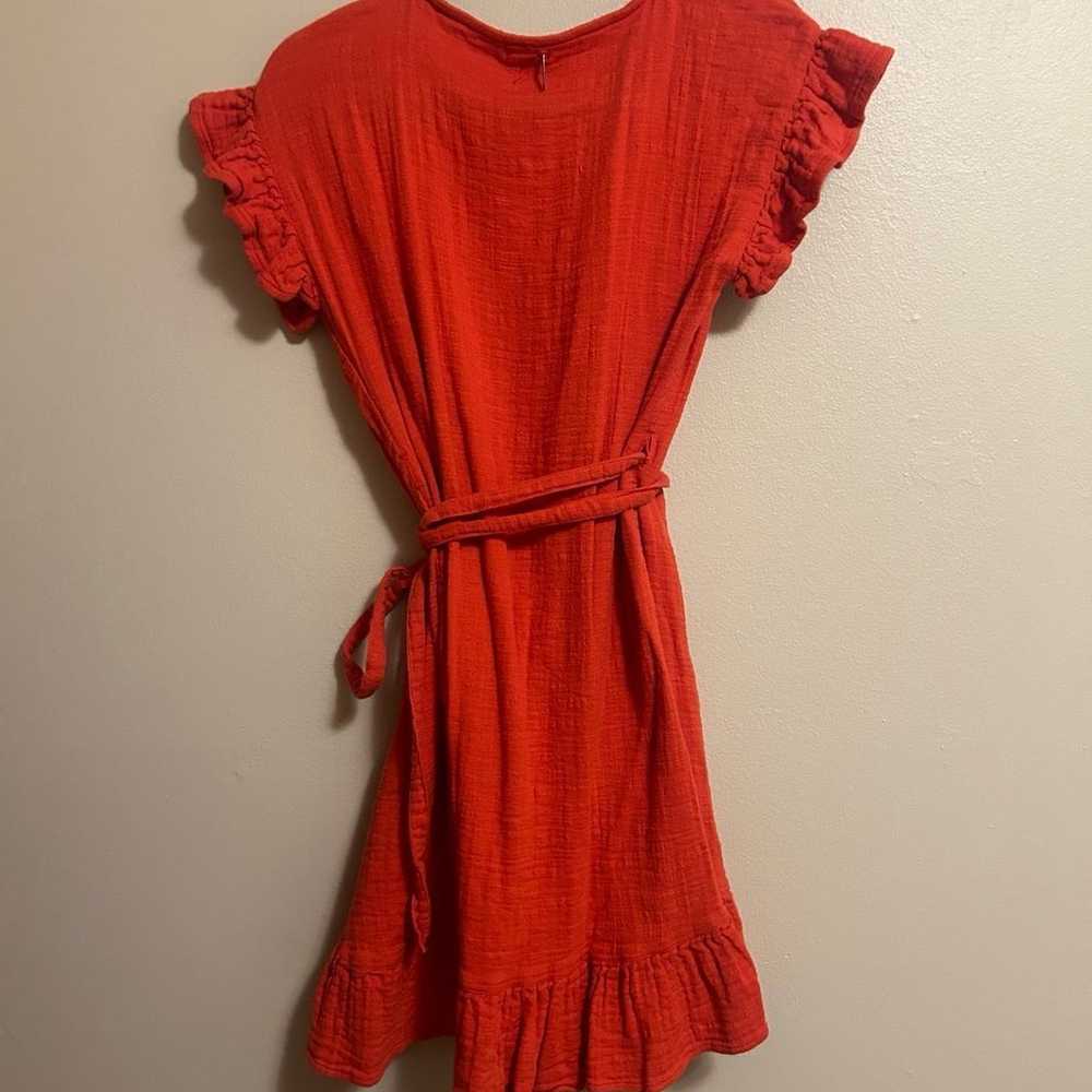 Billabong Red Ruffle Wrap Dress 100% Cotton - image 5