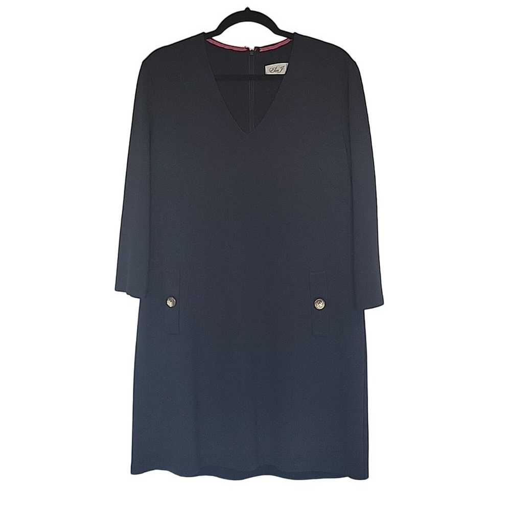 Eliza J Ponte V Neck 3/4 Sleeve Shift Dress, 14 - image 2