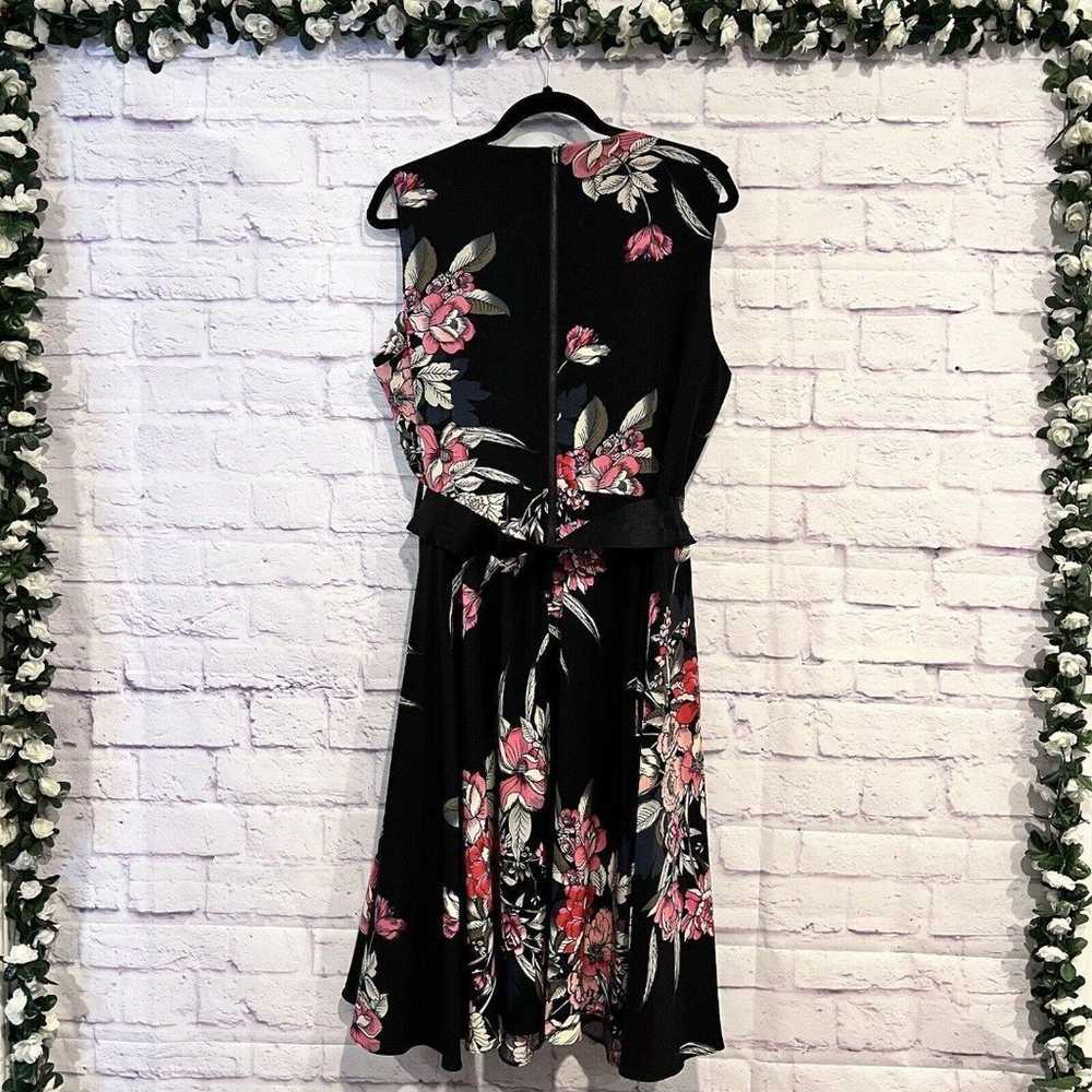 CITY CHIC Fit And Flare Dress Black Floral Sleeve… - image 3