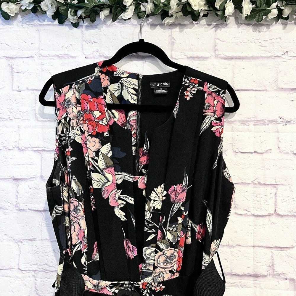 CITY CHIC Fit And Flare Dress Black Floral Sleeve… - image 4