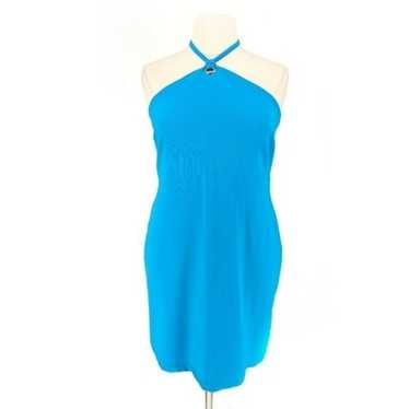 Boston Proper Halter Knit Dress Blue XL 90s y2k t… - image 1