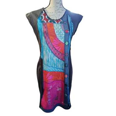 Desigual Multicolored Patchwork Short Sleeve Mini… - image 1