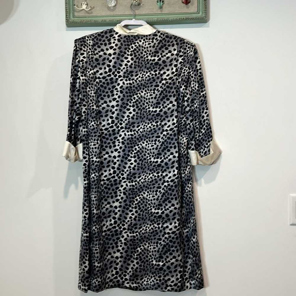 Vintage 80 silk animal print shift dress black / … - image 7