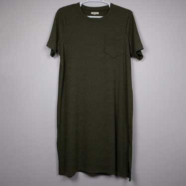 Madewell green ribbed pocket tee midi dress-XXL