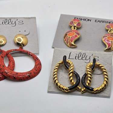 "Lot of 4 Pairs Vintage 1980s Lilly’s Earrings – … - image 1