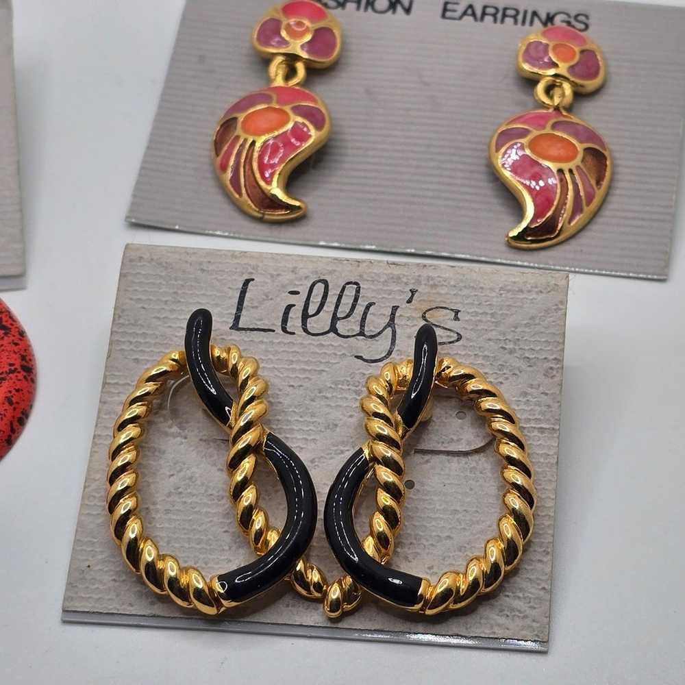 "Lot of 4 Pairs Vintage 1980s Lilly’s Earrings – … - image 2