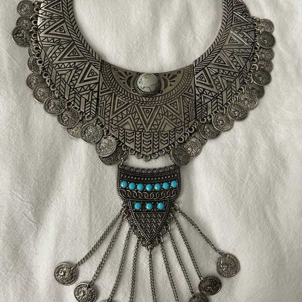 Native American Unique Vintage Coin Necklace - image 1