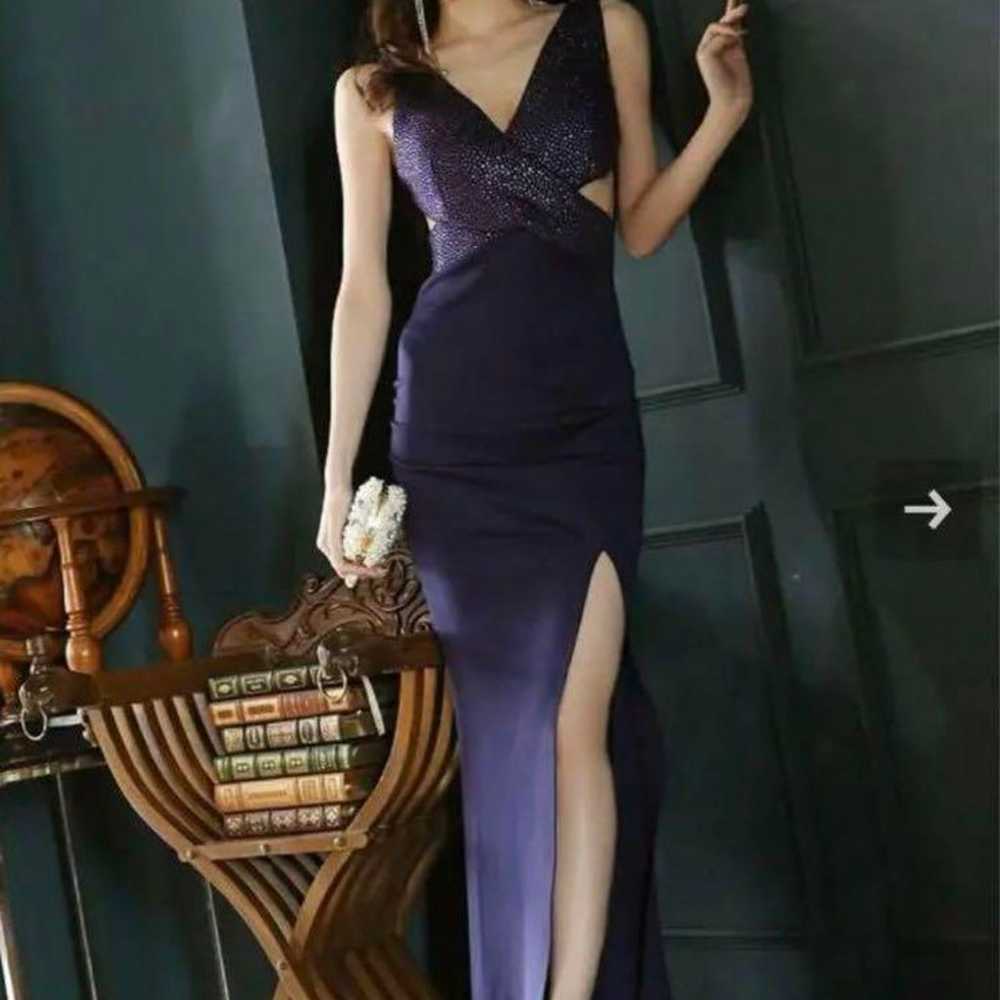 Beaded long dress in purple. - image 1