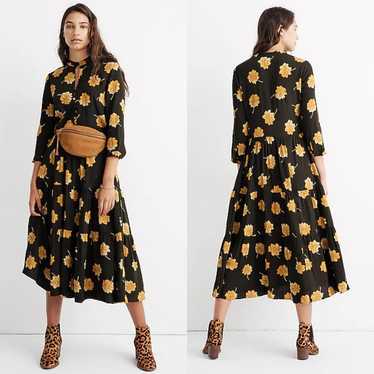 Madewell Button-Front Tier Dress in Fall Flowers