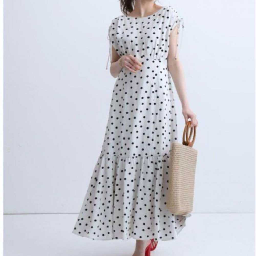 Linen dot long one-piece dress ♡ Mystrada - image 1