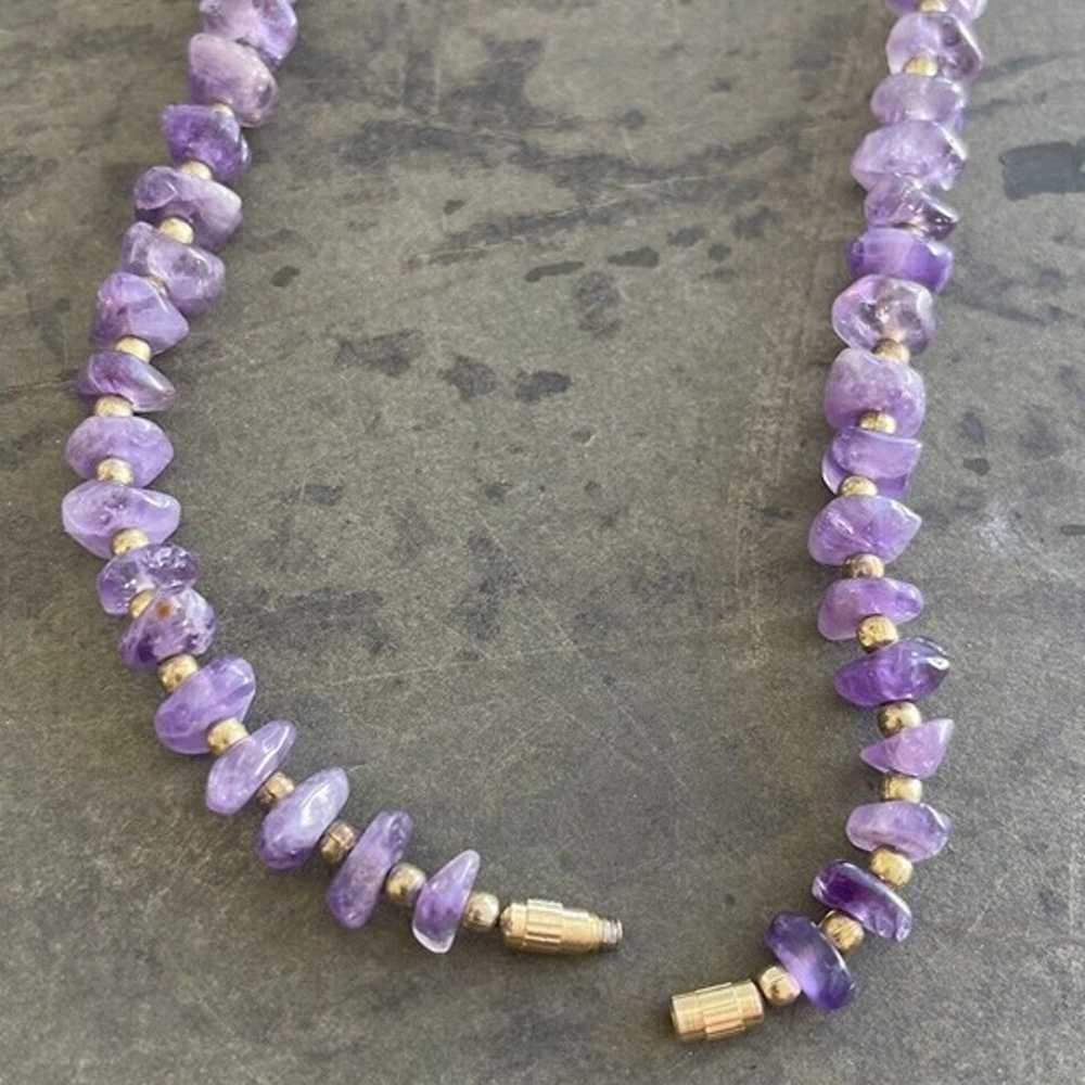 VTG Beaded Necklace Deep Purple Amethyst Chunky B… - image 12