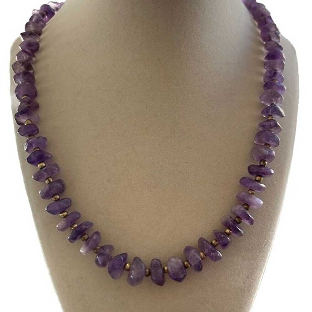 VTG Beaded Necklace Deep Purple Amethyst Chunky B… - image 1