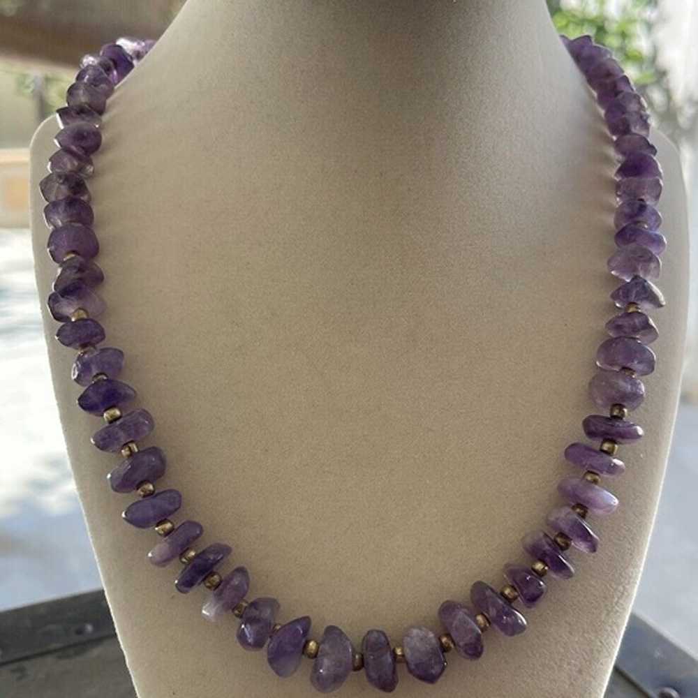 VTG Beaded Necklace Deep Purple Amethyst Chunky B… - image 2