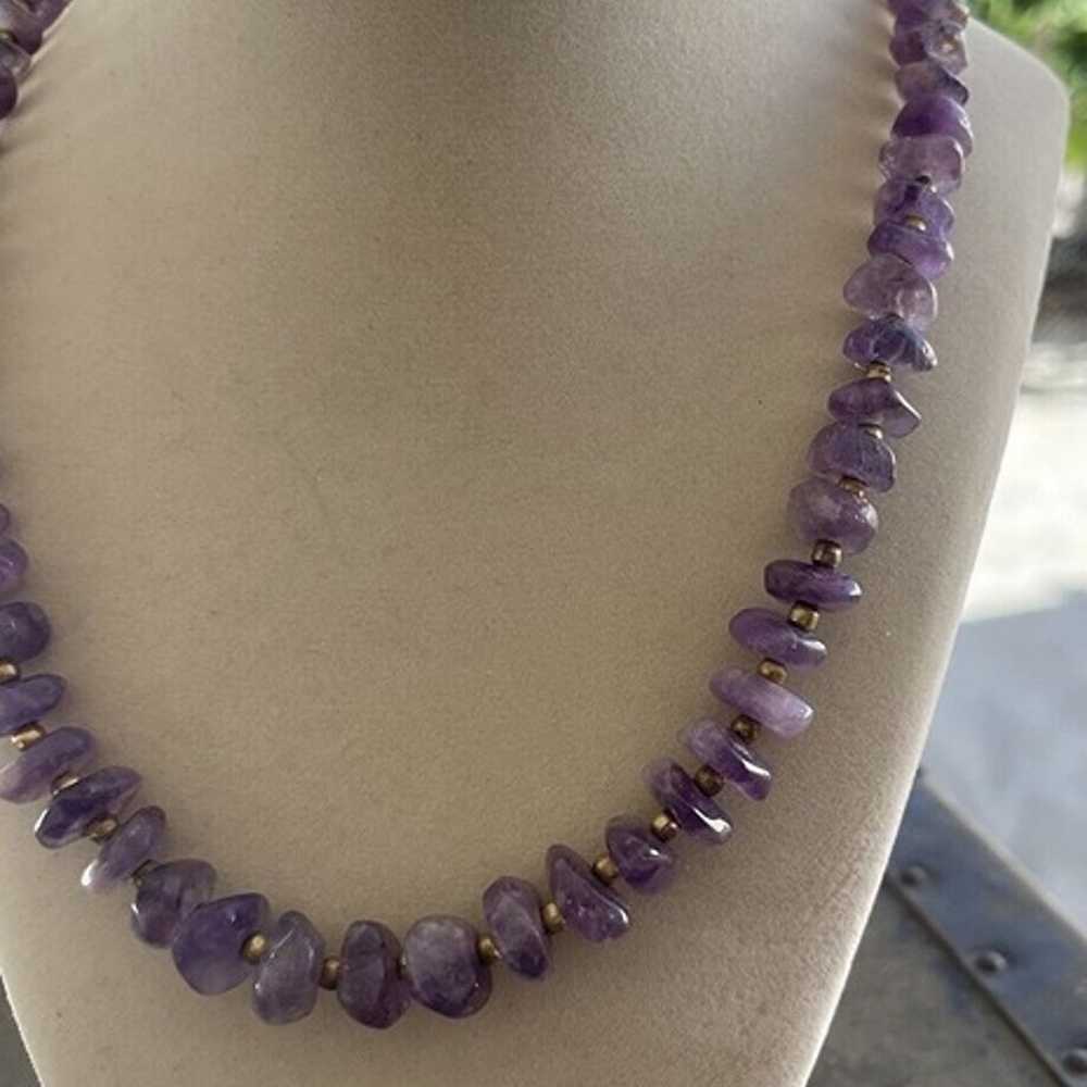 VTG Beaded Necklace Deep Purple Amethyst Chunky B… - image 3