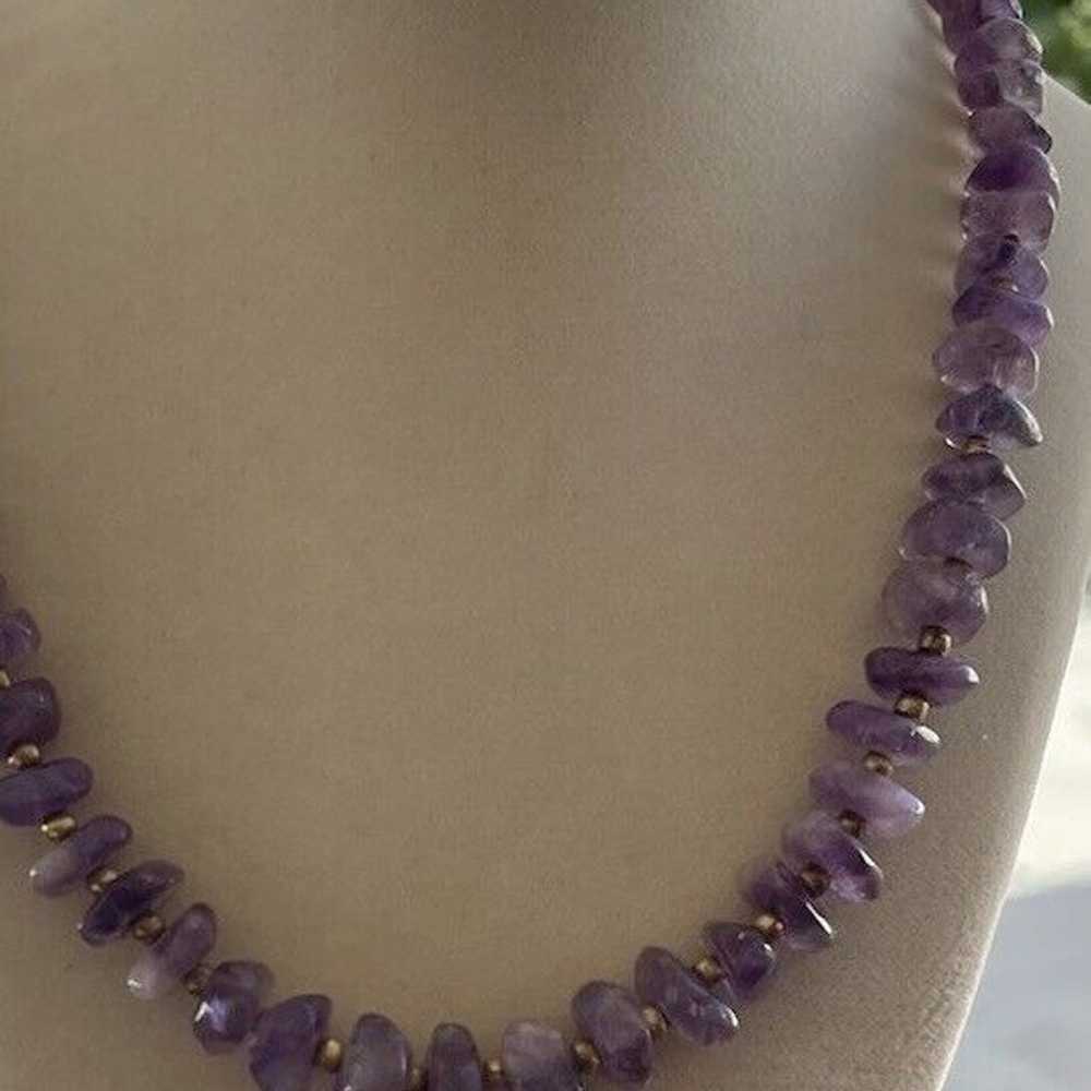 VTG Beaded Necklace Deep Purple Amethyst Chunky B… - image 4