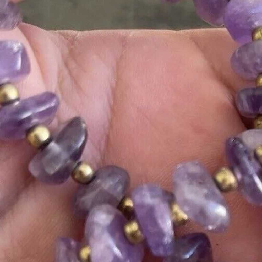 VTG Beaded Necklace Deep Purple Amethyst Chunky B… - image 8