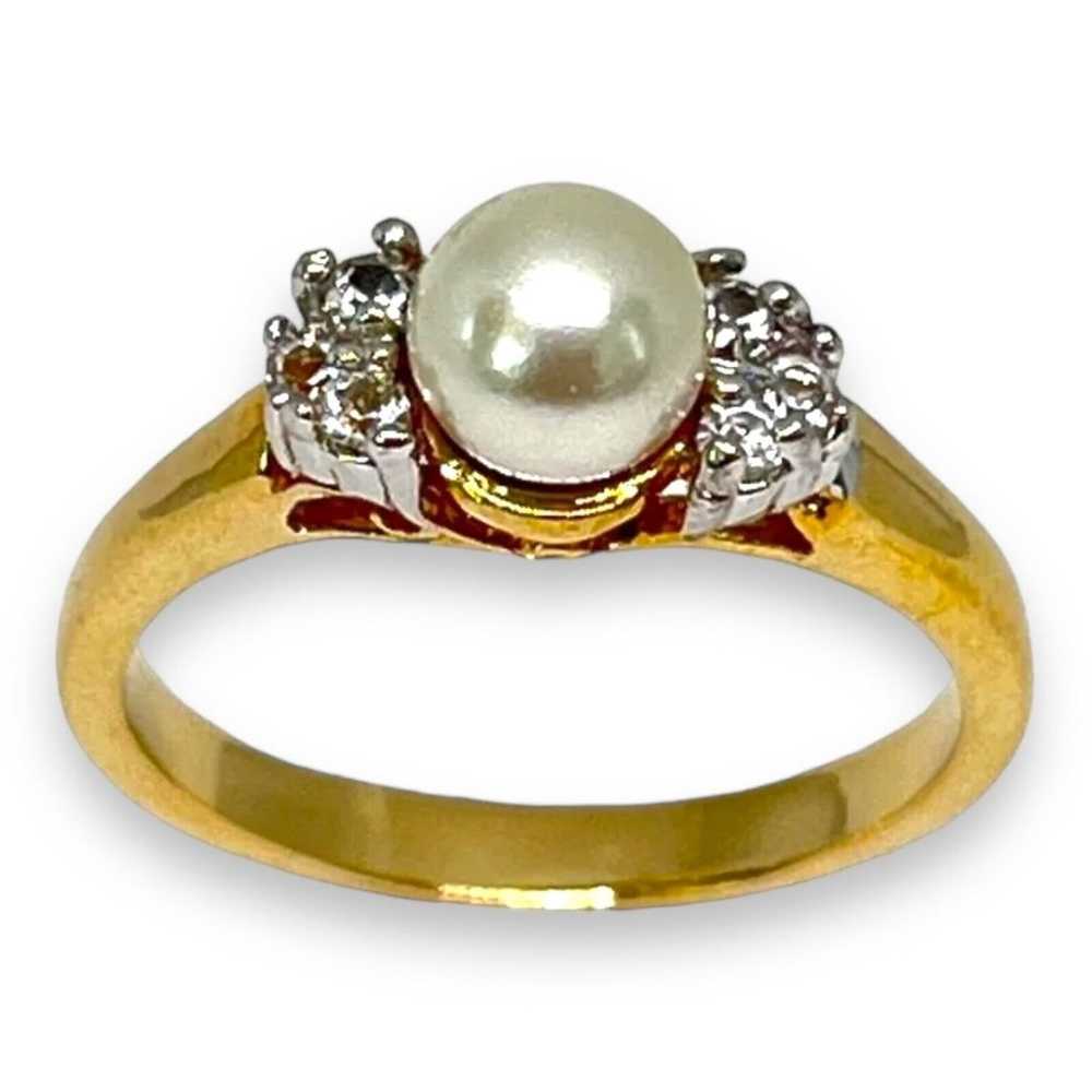 Vintage Ring Size 6 Simulated Pearl CZ Accent 14K… - image 11