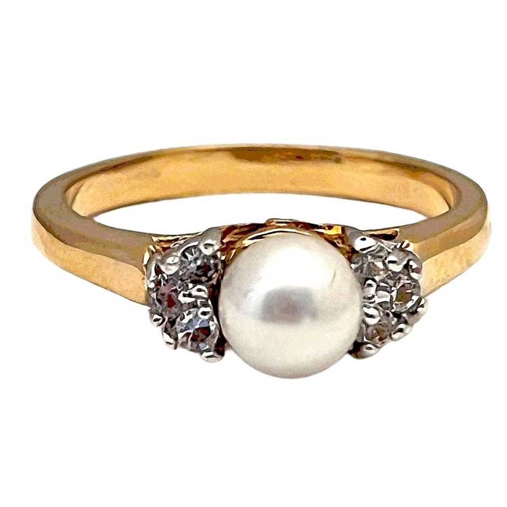 Vintage Ring Size 6 Simulated Pearl CZ Accent 14K… - image 7