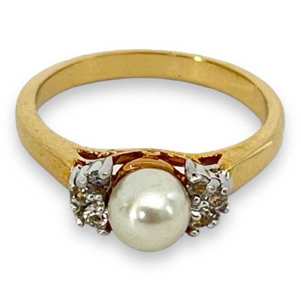 Vintage Ring Size 6 Simulated Pearl CZ Accent 14K… - image 8