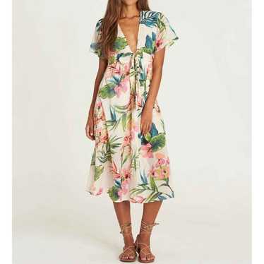 Billabong Tropical Floral Print Rolling Seas Midi… - image 1