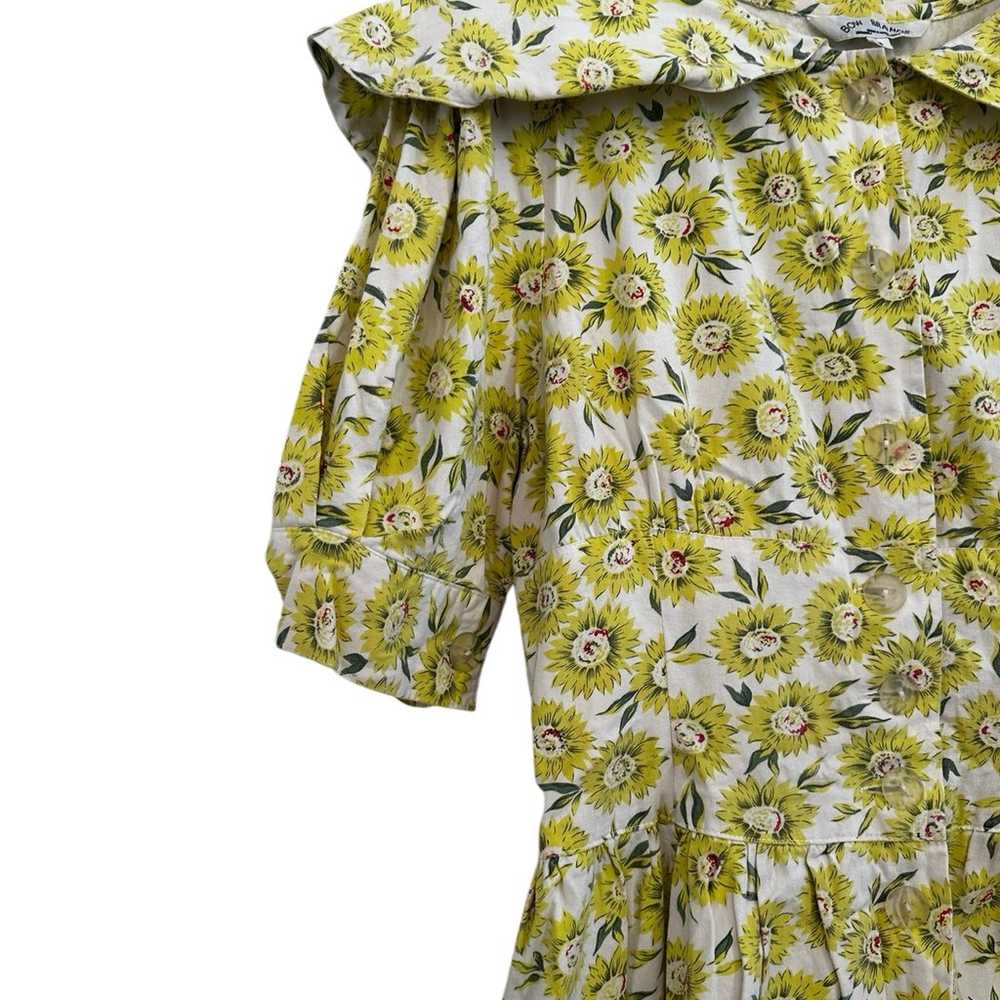 Vintage 70s Sunflower Floral Babydoll Dress Puff … - image 2