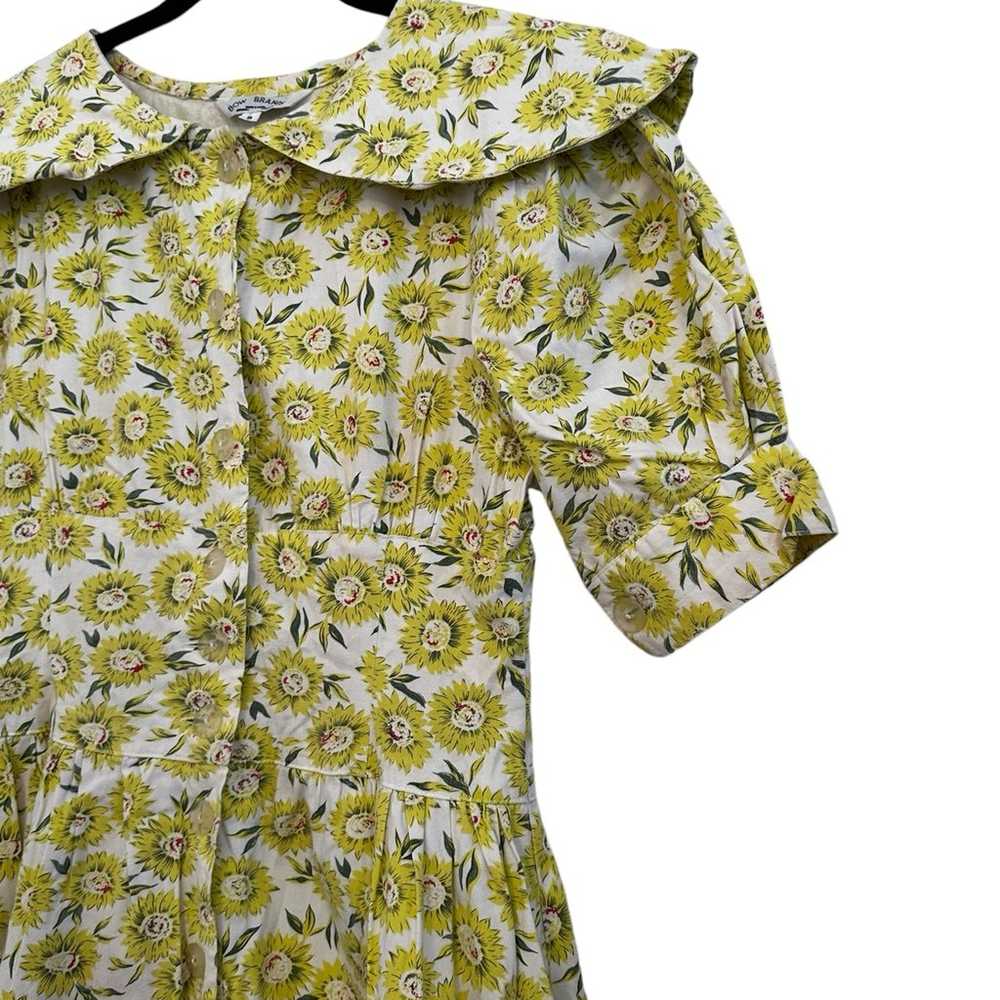 Vintage 70s Sunflower Floral Babydoll Dress Puff … - image 3