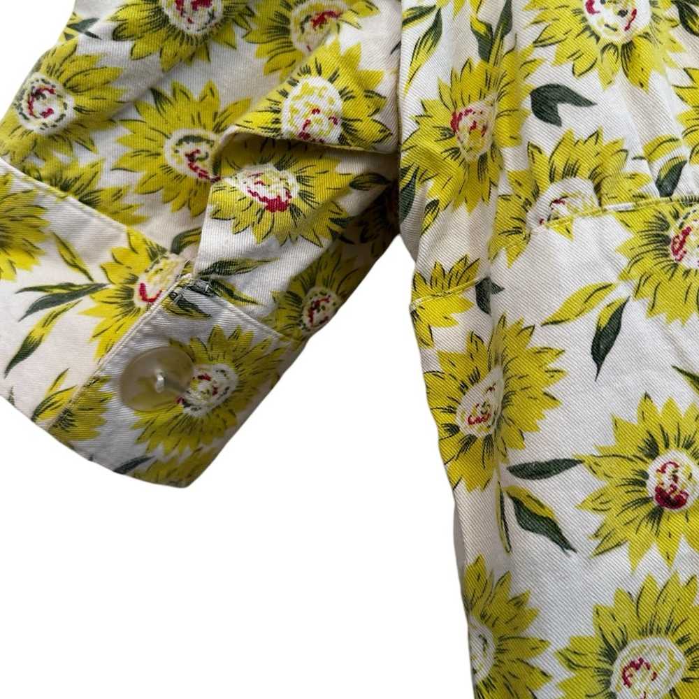 Vintage 70s Sunflower Floral Babydoll Dress Puff … - image 7