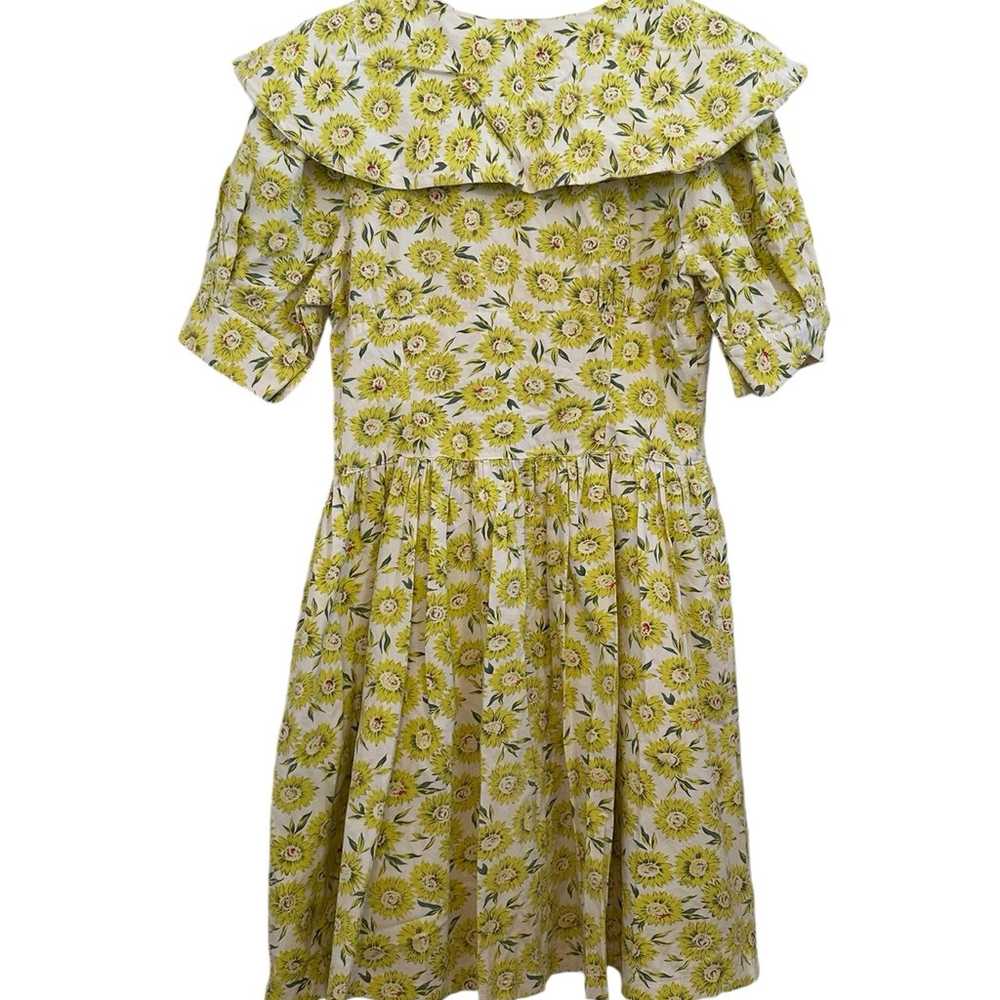 Vintage 70s Sunflower Floral Babydoll Dress Puff … - image 8