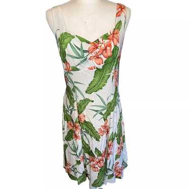 White Two Palms Hawaii Tropical Sleeveless Midi D… - image 1