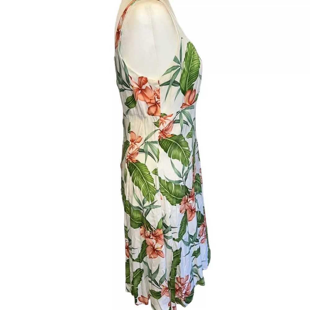 White Two Palms Hawaii Tropical Sleeveless Midi D… - image 3