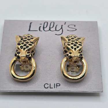 "Vintage 1980s Lilly’s Jewels Gold-Tone Leopard D… - image 1